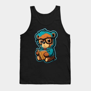 Nerdy Bear Reading A Book Tank Top